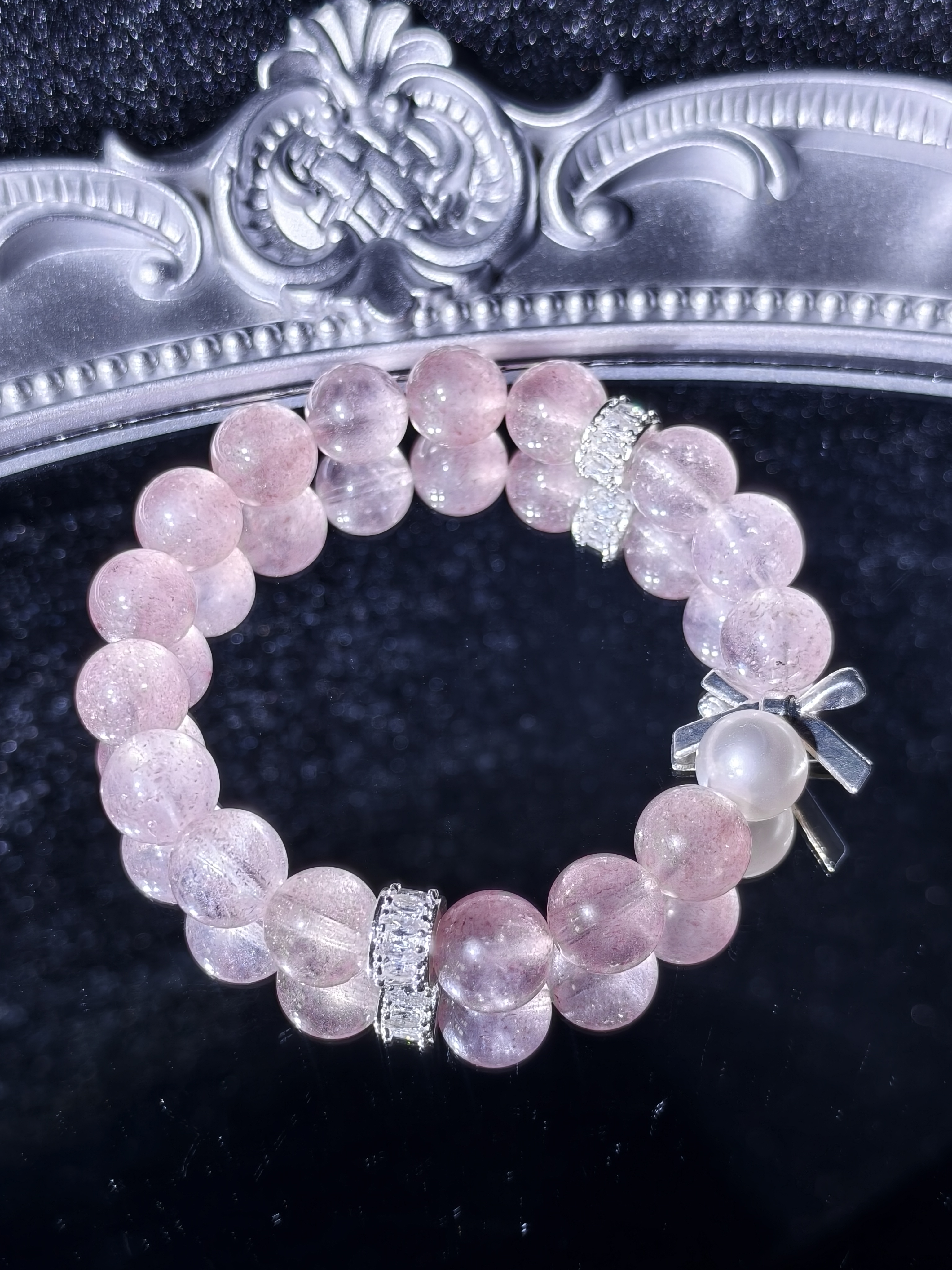 cy43-草莓晶蝴蝶结配饰手串