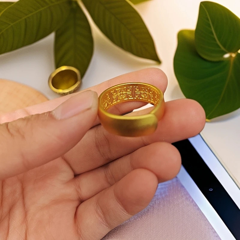 合金戒指 磨砂内回纹可调节开口经典简约戒指