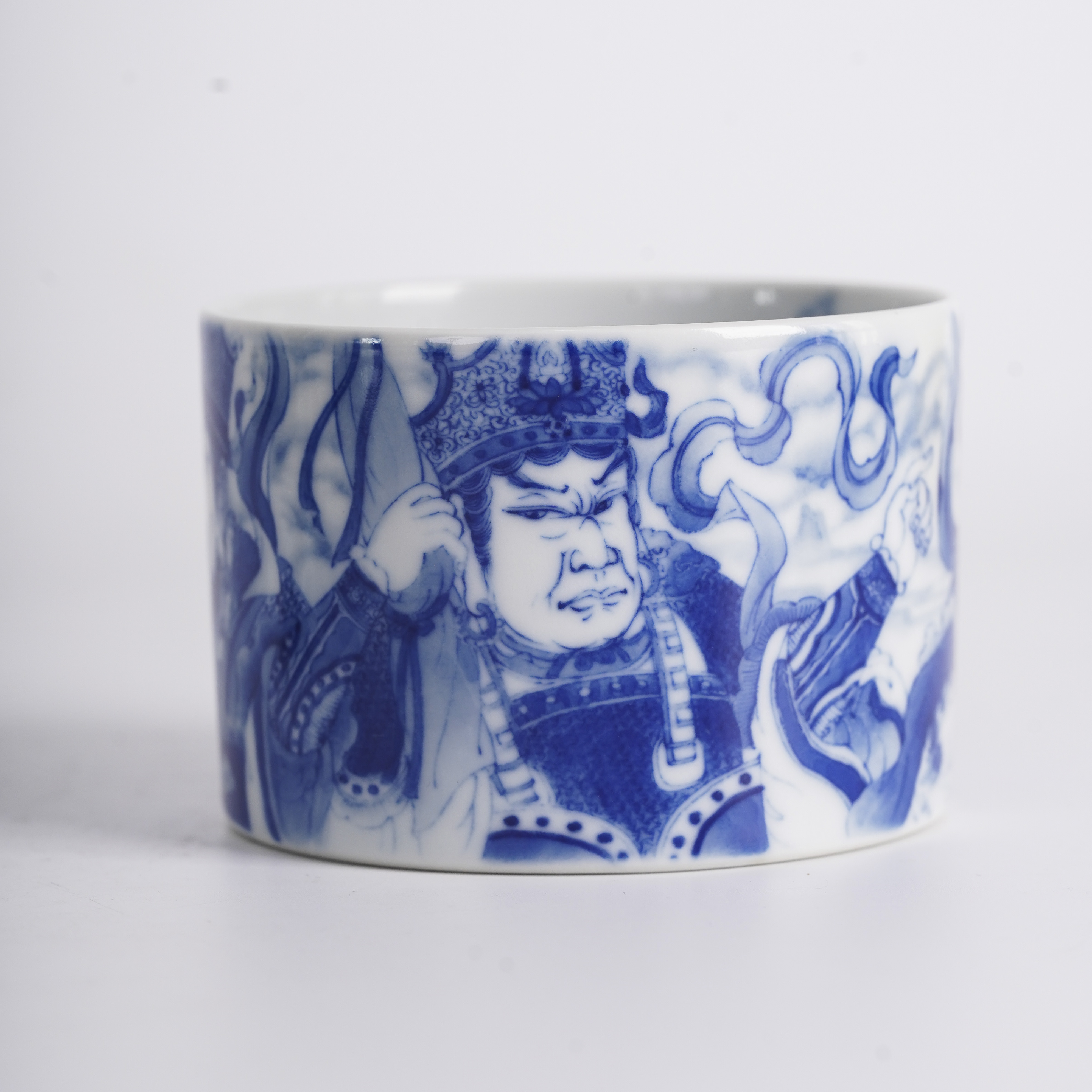 隐山清玩晓花窑悟空斗四大天王直口杯