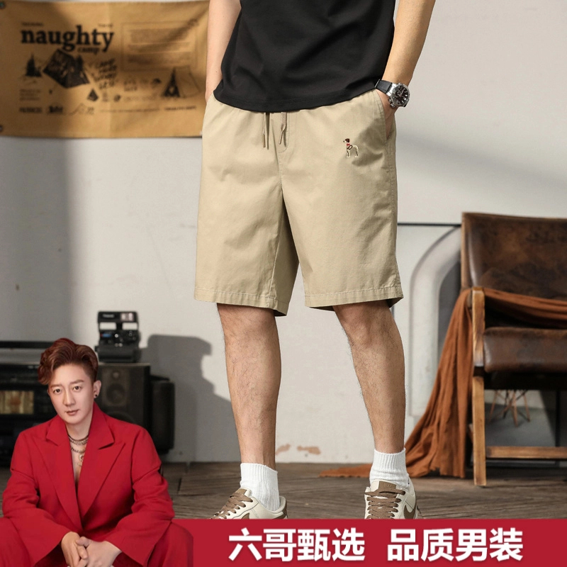 【专卖店发货】微弹力短裤中裤休闲裤休闲工装裤刺绣LOGO直筒裤薄款