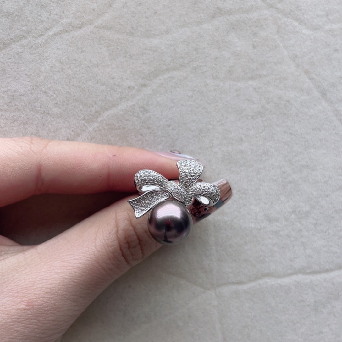 海水珍珠戒指银S925镶嵌A19