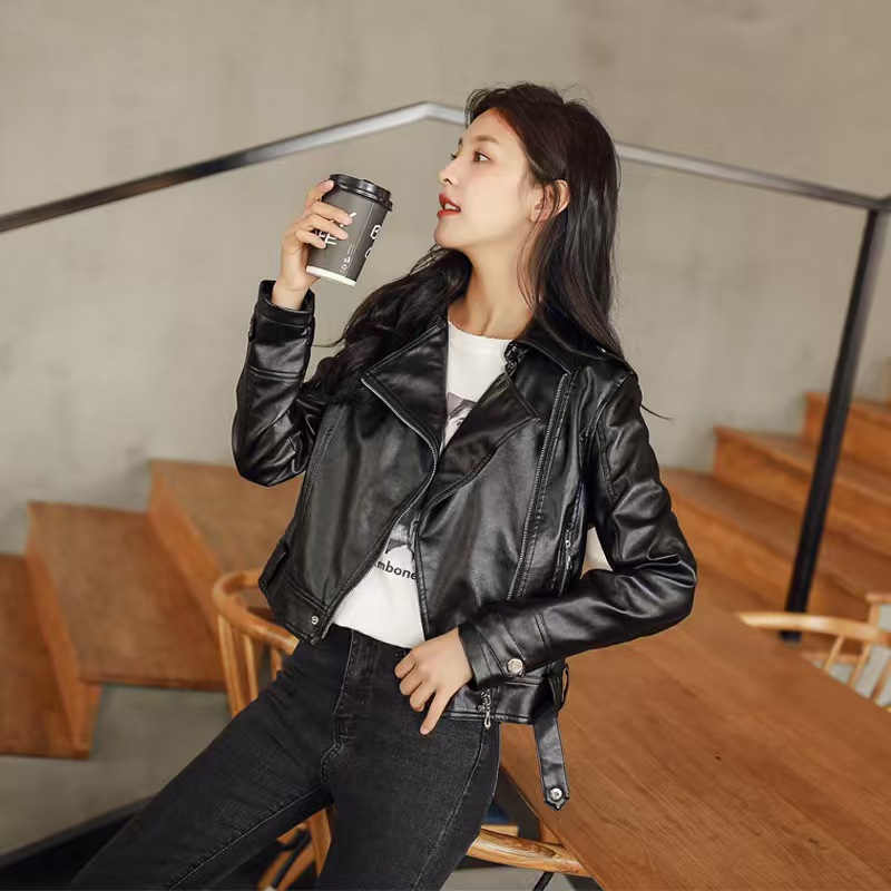 复古港风女一体绒加厚皮衣显瘦网红女装修身