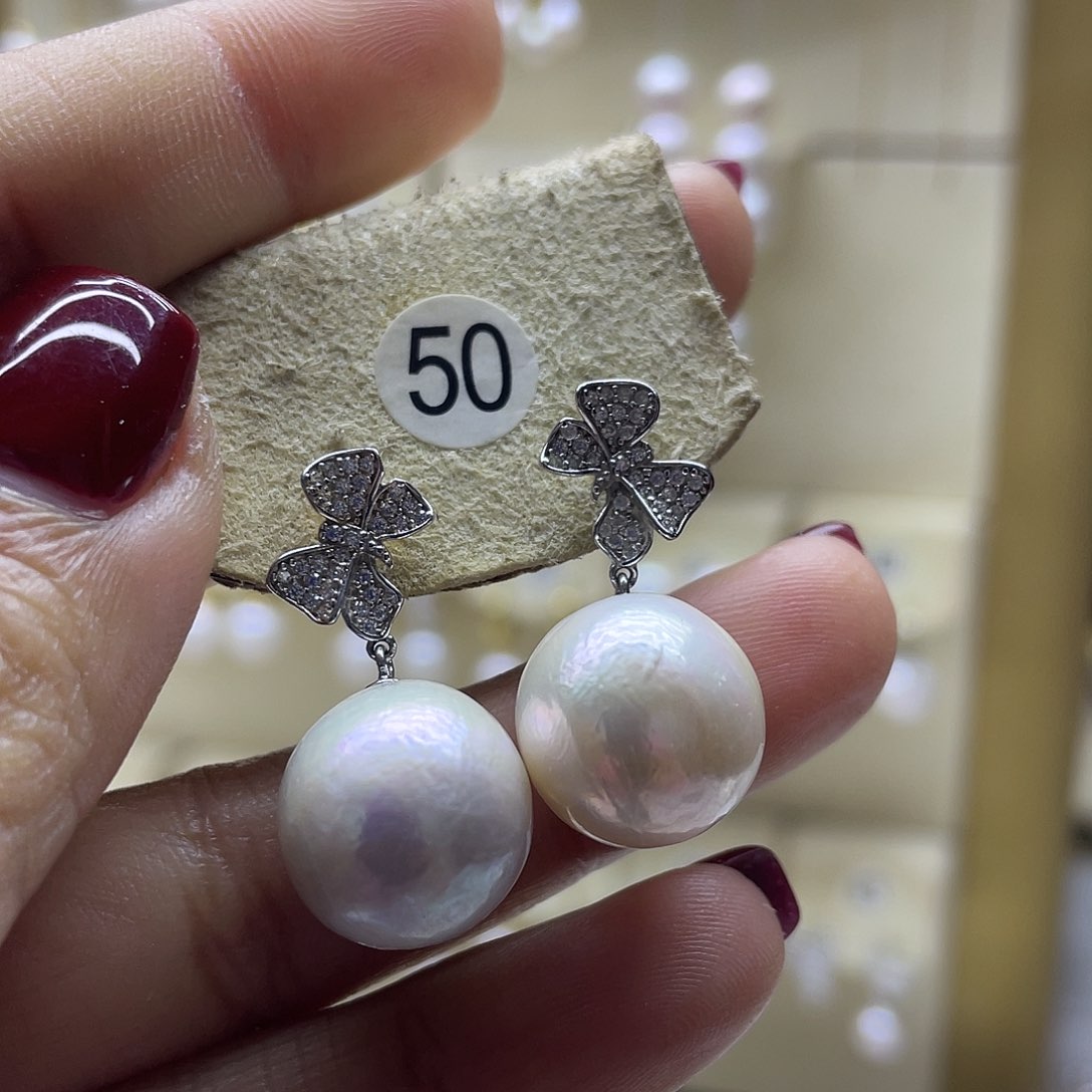 淡水珍珠耳饰银S925镶嵌