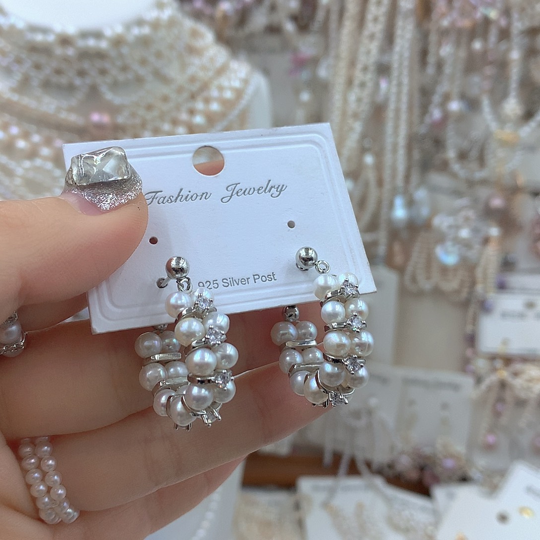 耳饰淡水珍珠银S925镶嵌