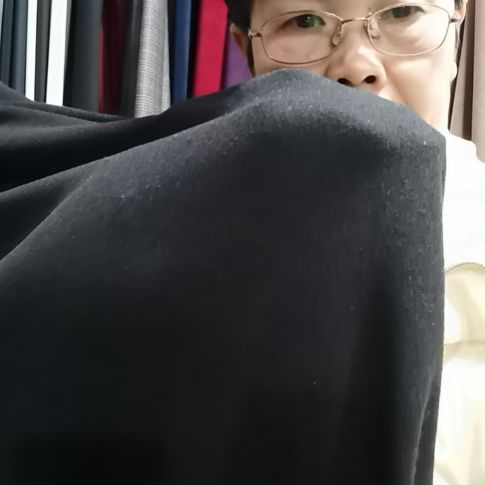 水洗羊绒平纹黑灰1米