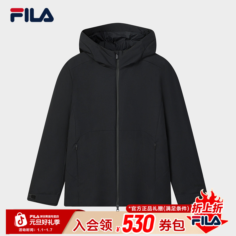 Fila/斐乐男士【科技P棉】保暖防寒商务简约连帽棉服F11M612906F