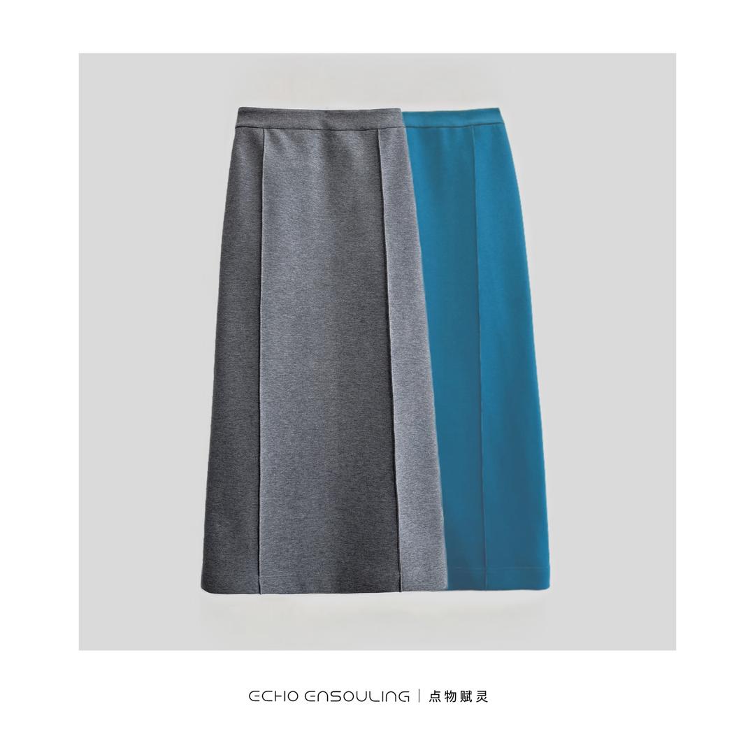 ECHO ENSOULING/点物赋灵E61130空气层松紧腰极简半裙