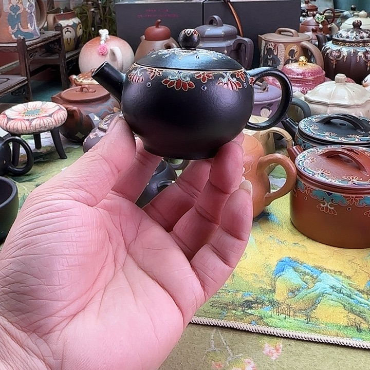 *****紫砂茶壶珐琅彩小苹果