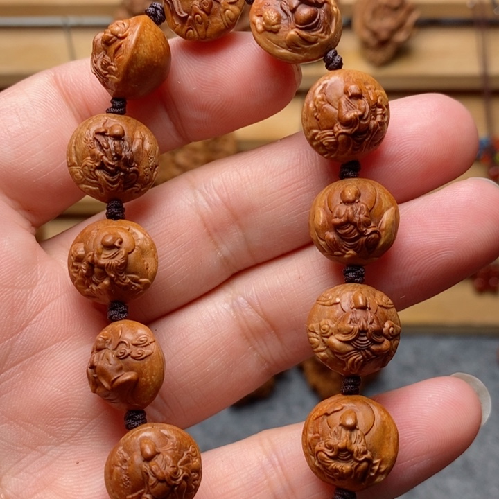 桃核雕刻无相佛手串