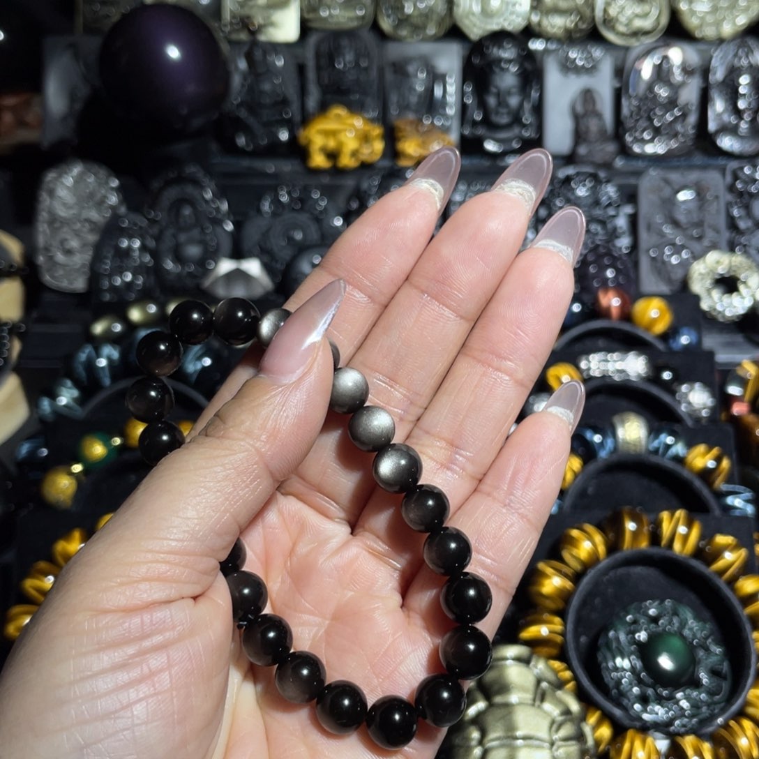 沫***呦黑曜岩未镶嵌手串