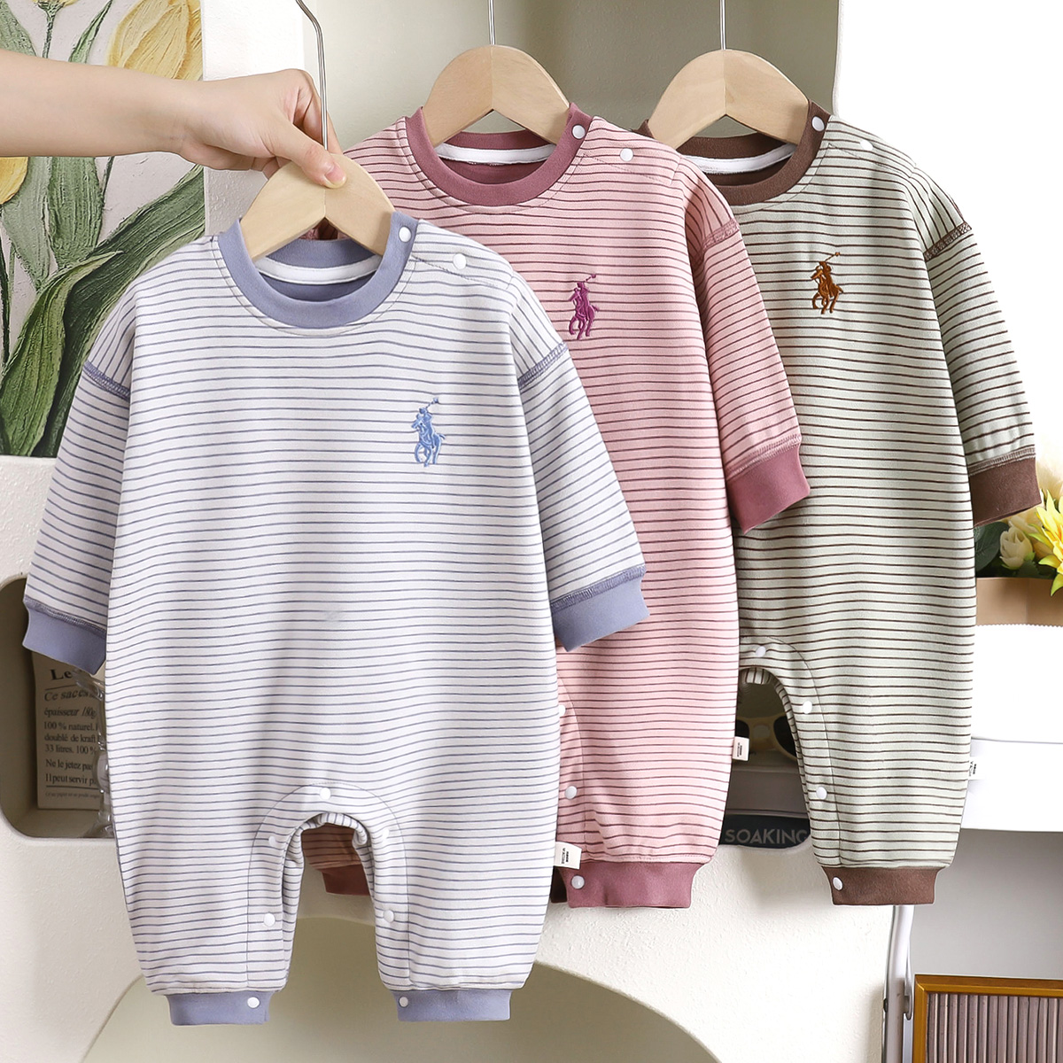 保暖衣服春秋长袖哈衣儿童德绒连体衣爬衣宝宝衣服