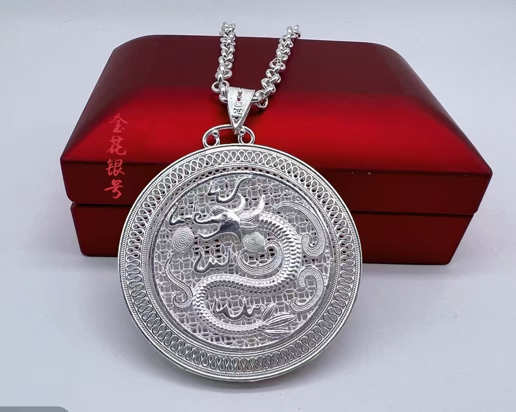 吊坠足银 吊坠足银 复古福袋吊坠 【金花银号】手工百搭做旧银制品
