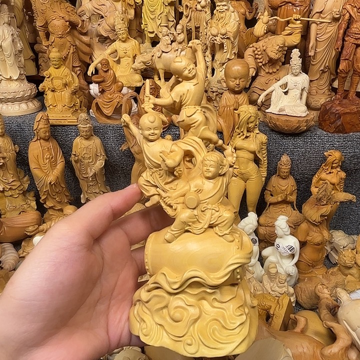 黄杨木黄杨木瑕疵童子打鼓
