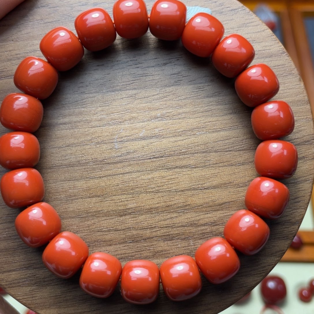 十***粥南红玛瑙未镶嵌10m柿子红毕业手串