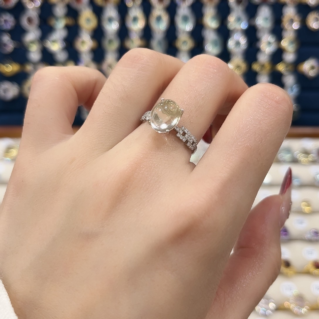 黄晶女款银S925镶嵌戒指