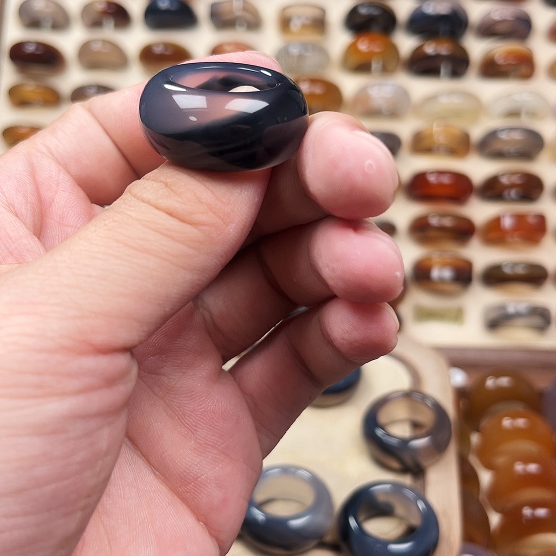 玛瑙/玉髓合金戒指10港16