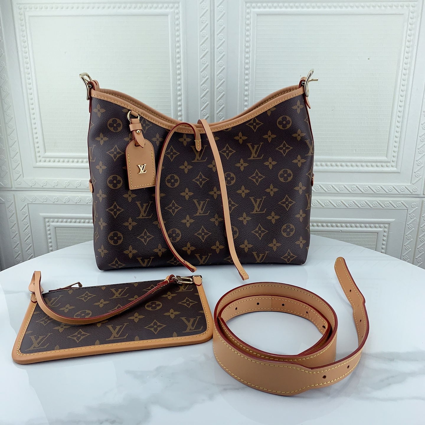 99新 LouisVuitton/路易威登 经典老花carryall小号单肩二奢包包