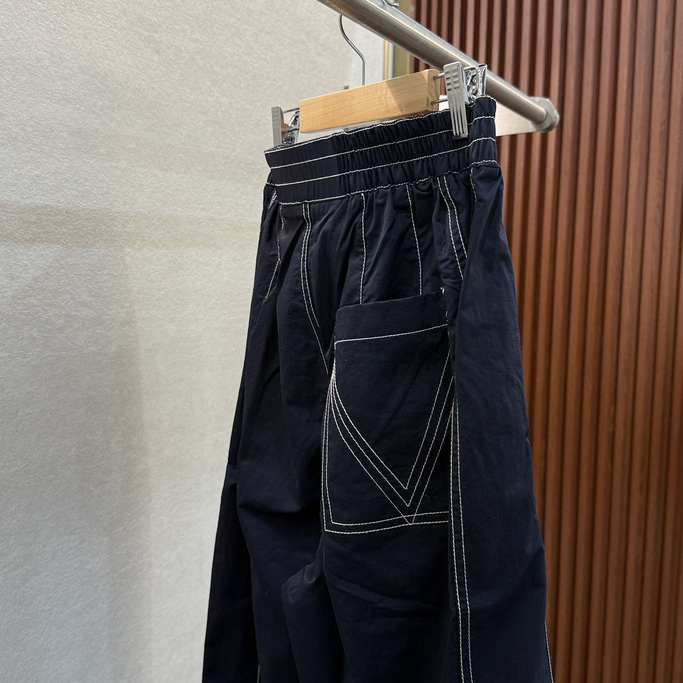 SEASONMARK秋冬上新藏蓝线条中腰休闲裤休闲亲肤百搭男女同款长裤