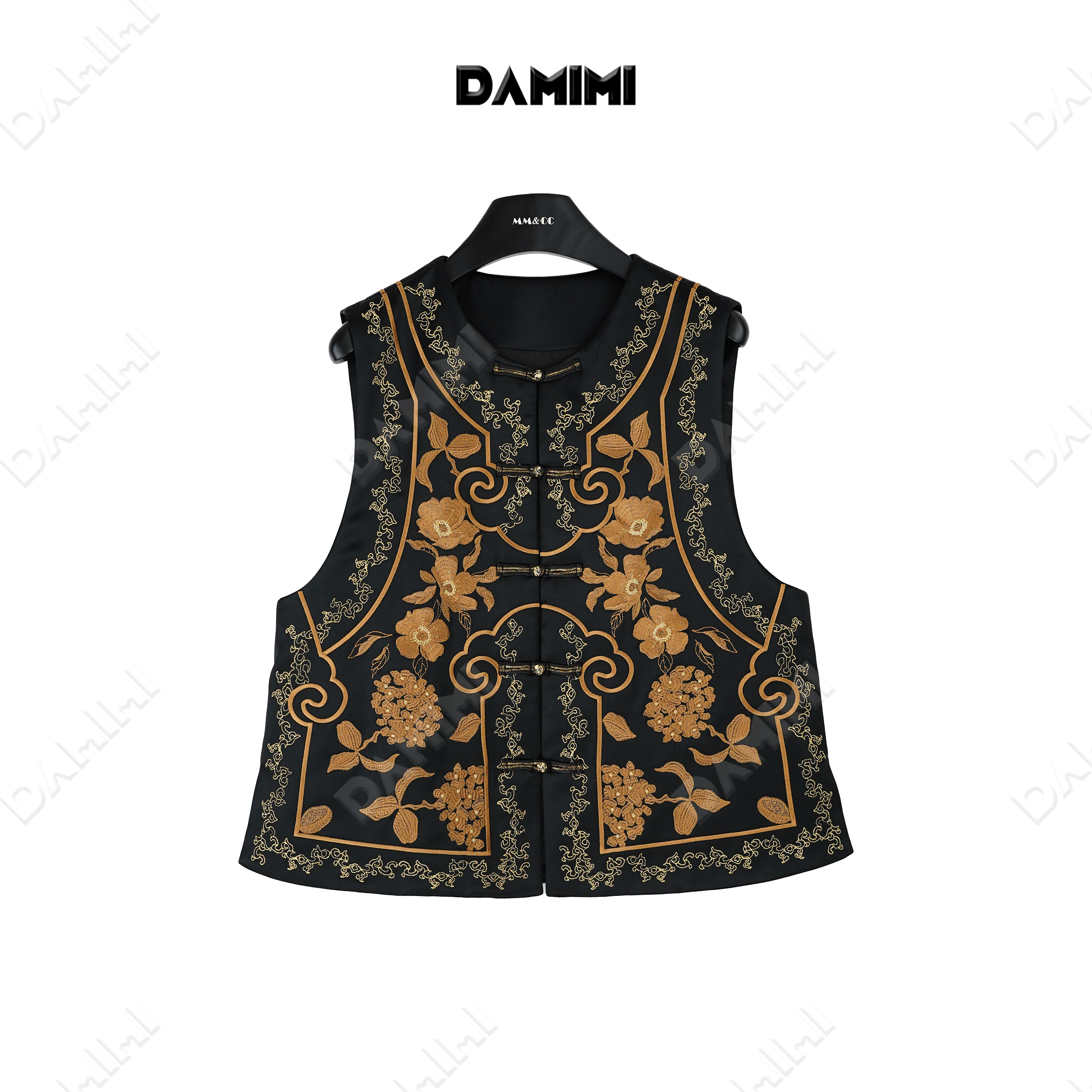 【繁花】新中式国风重工刺绣盘扣质感禅意夹棉马甲MCFMJ1256