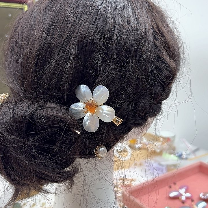 淡水珍珠发饰银S925镶嵌