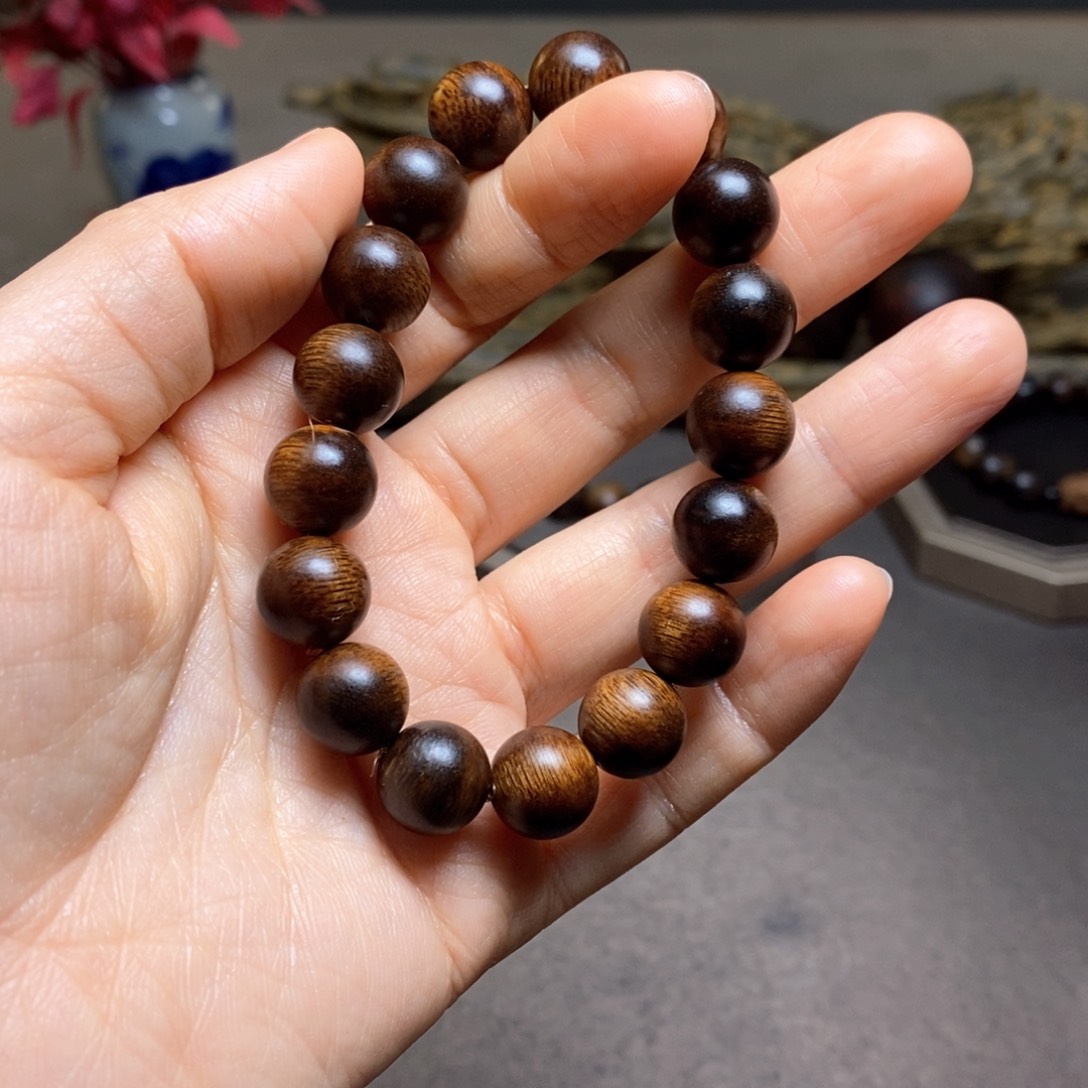 沉香手串越南芽庄黄棋楠玉化1.2