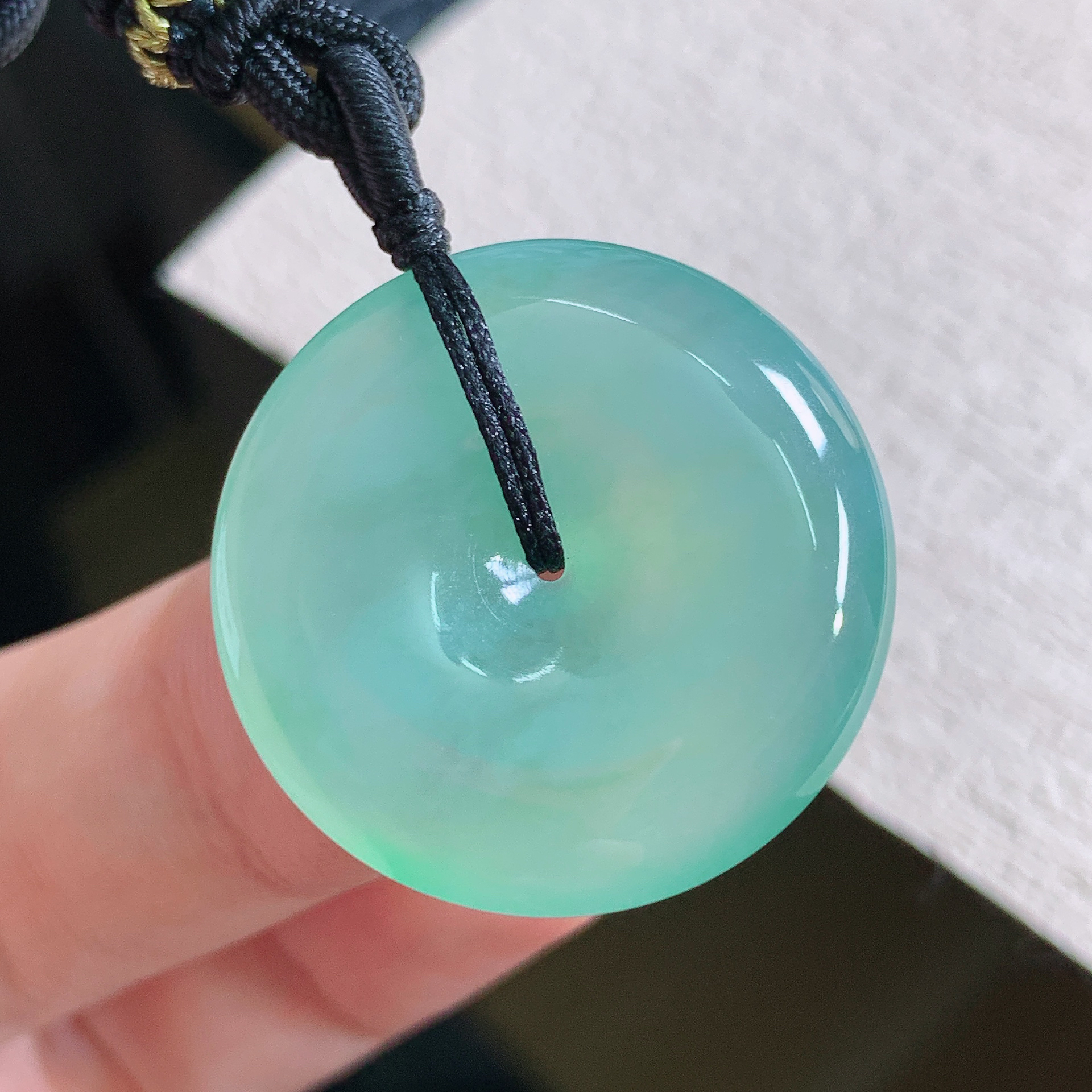 缅甸天然翡翠A货老坑冰种晴底平安扣吊坠精品编号10
