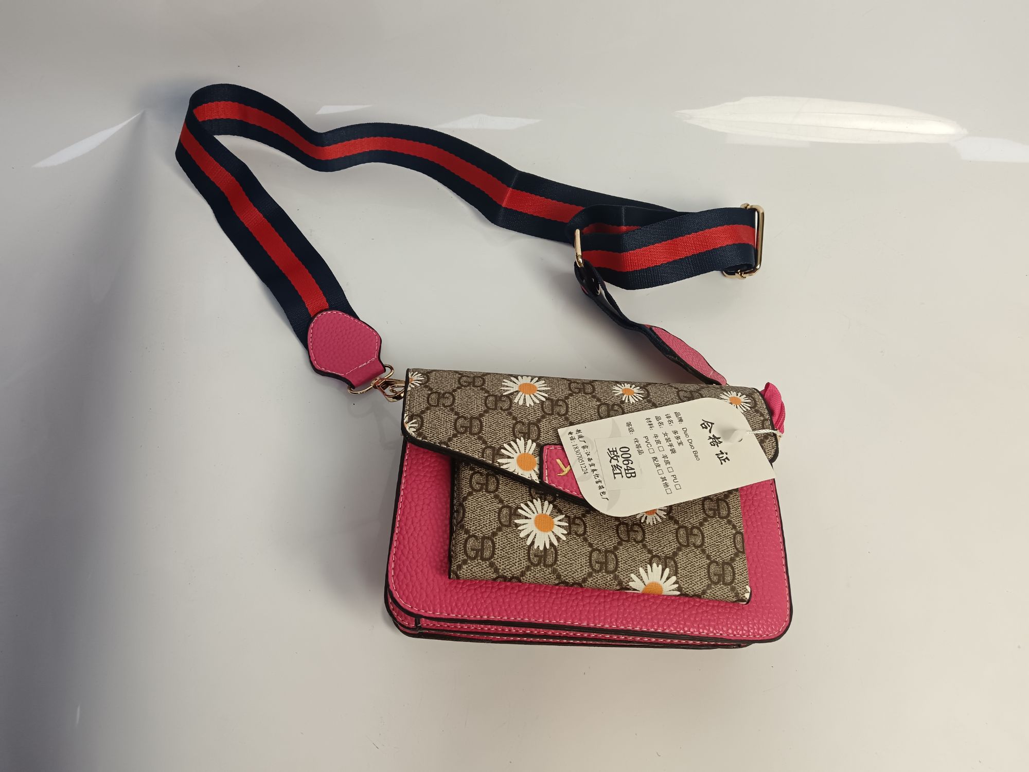 单肩款单根朋克风包盖做旧斜挎包印花手机包红绿