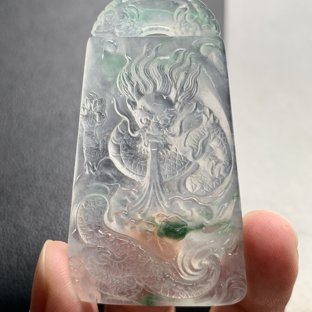 天然缅甸翡翠A货龙牌55.4-32.4-6.5