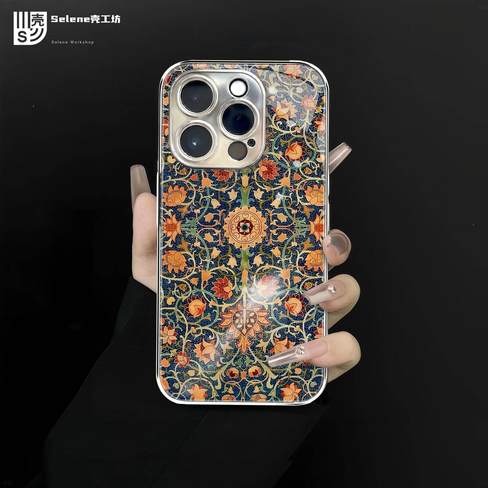 宫廷万象花适用苹果/华为/oppo小米复古图腾个性高级感创意手机壳