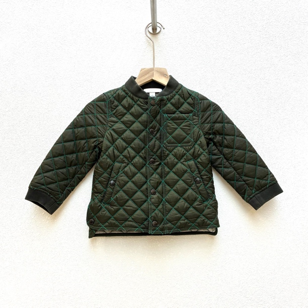 99新 BURBERRY/博柏利 儿童菱格军绿色棉衣Y3码0285