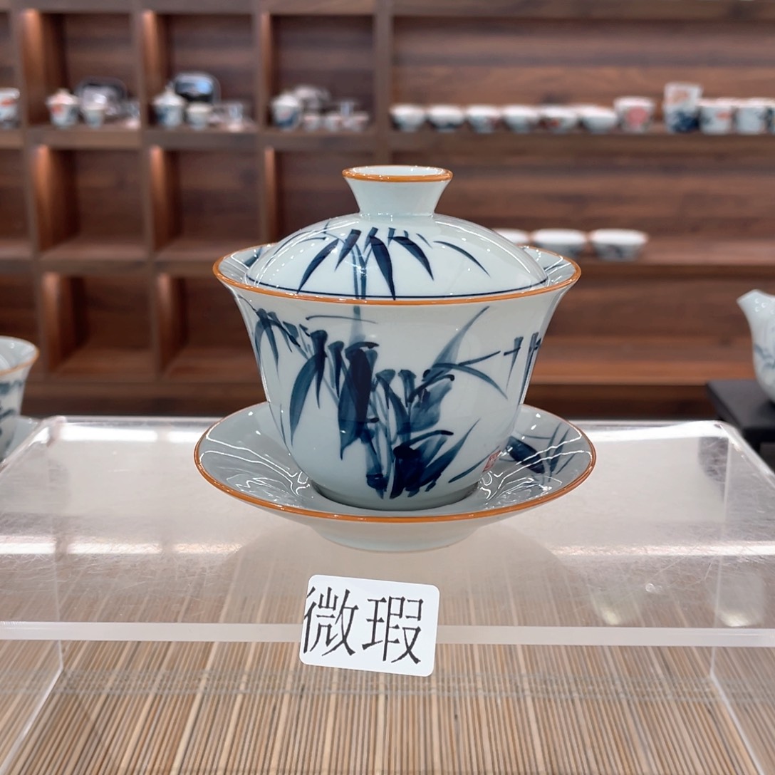 釉下手绘茶具微瑕