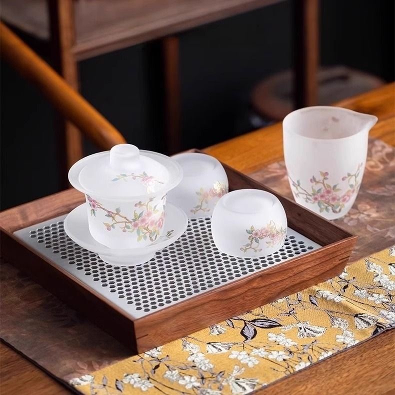 桃李春风琉璃三才盖碗茶具高档功夫茶具家用G2885