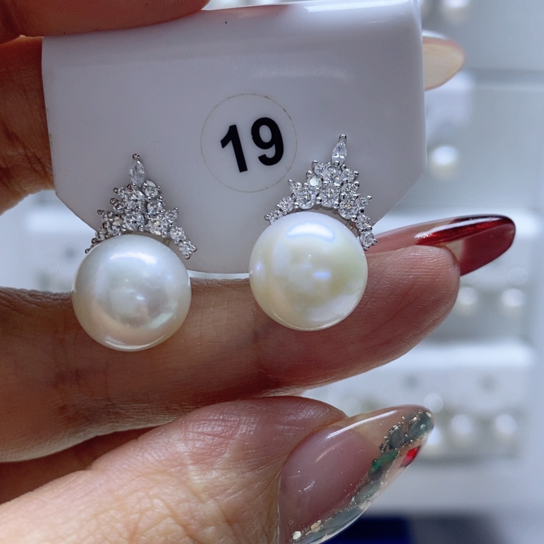 淡水珍珠耳饰银S925镶嵌