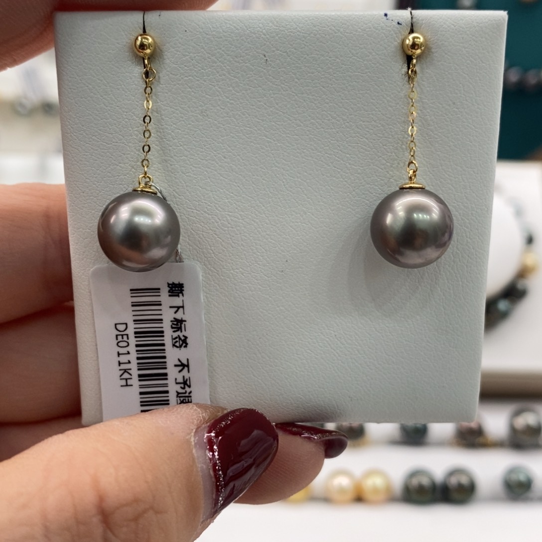 海水珍珠耳饰18K金镶嵌10-11m m