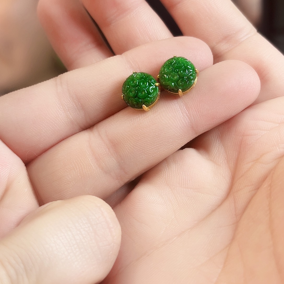 翡翠颈饰银S925镶嵌耳饰