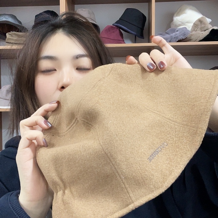 纯棉棕色o家渔夫帽