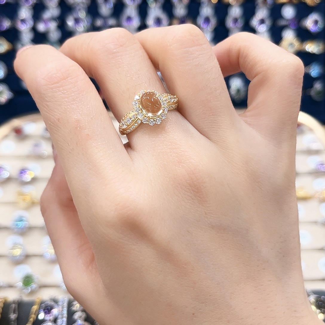 黄晶女款银S925镶嵌戒指