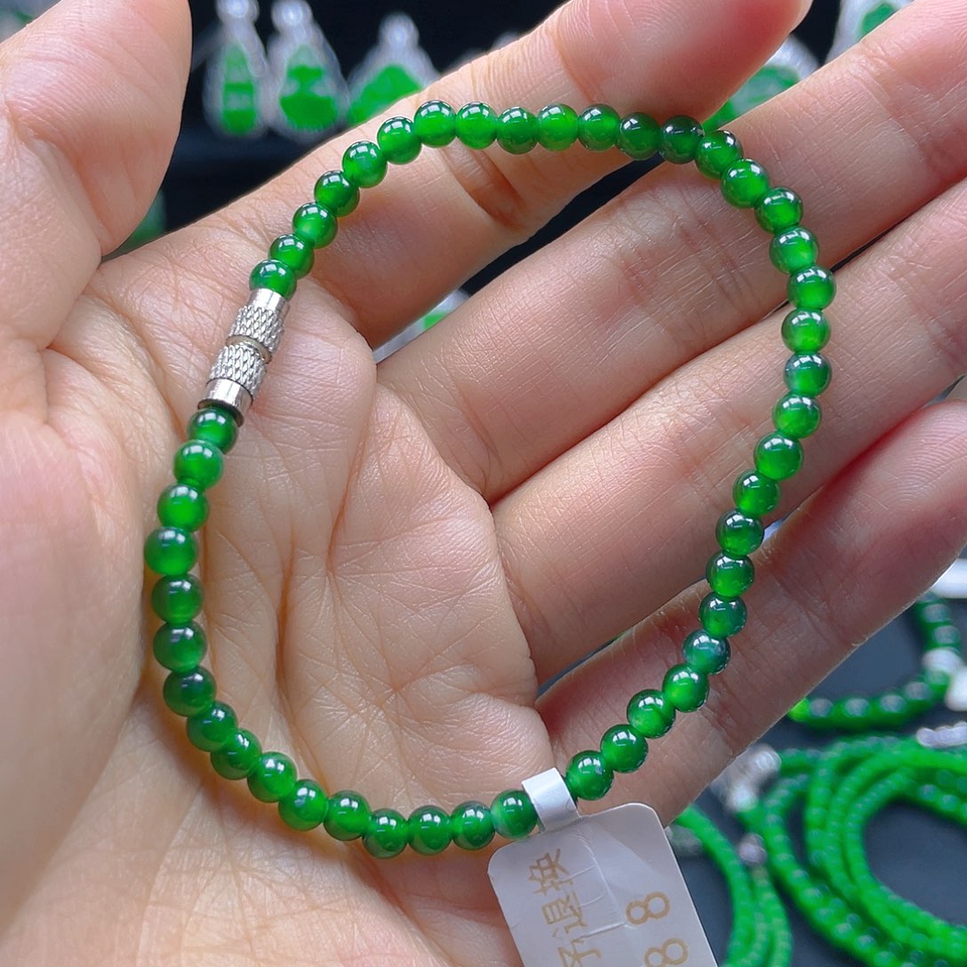 未镶嵌翡翠手链天然A货翡翠 辣绿4