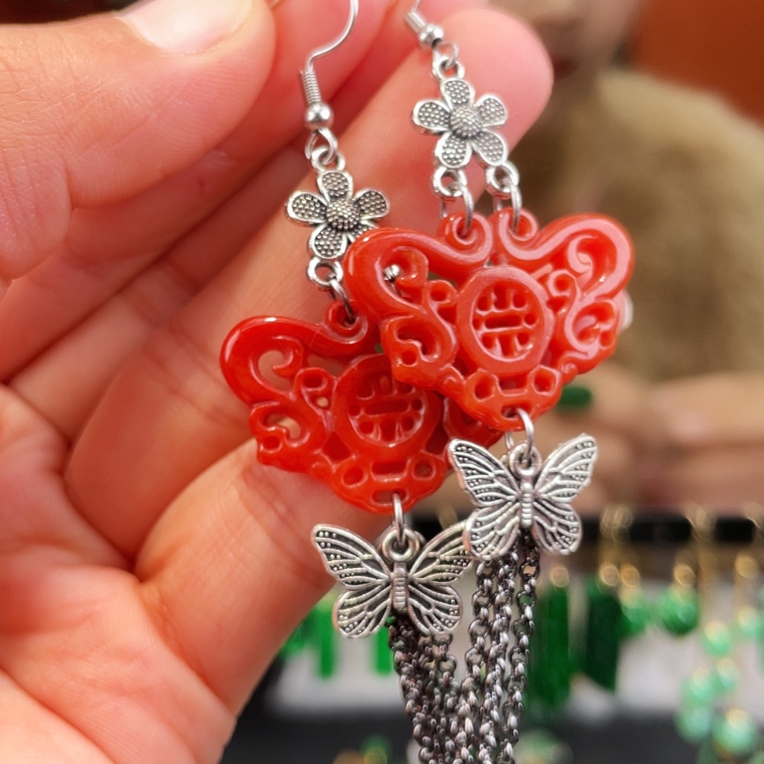 翡翠未镶嵌耳饰饰品