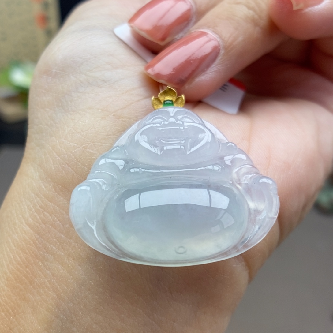 翡翠18K金镶嵌颈饰吊坠27