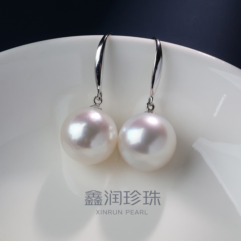 海水澳白珍珠耳钩11-12mm18k金时尚耳饰耳环经典多样性发一对