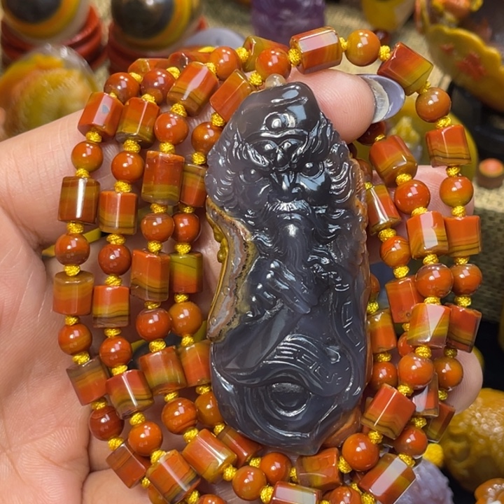 玛瑙/玉髓未镶嵌珠宝奇石北票黑冰钟馗4800米送108粒