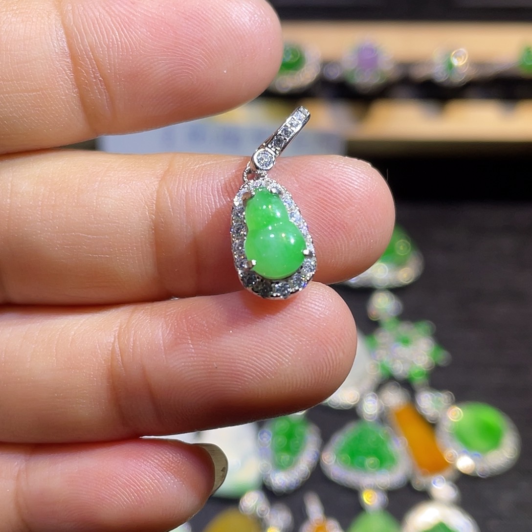 翡翠银S925镶嵌吊坠(不含链)