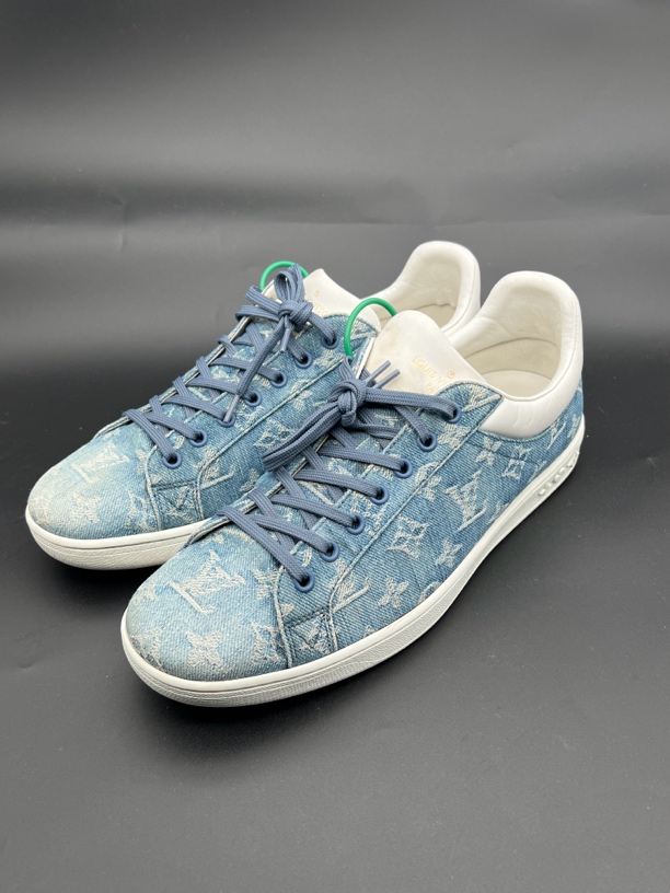 95新 LouisVuitton/路易威登 41.5码/水洗牛仔大Logo 板鞋 奢f212