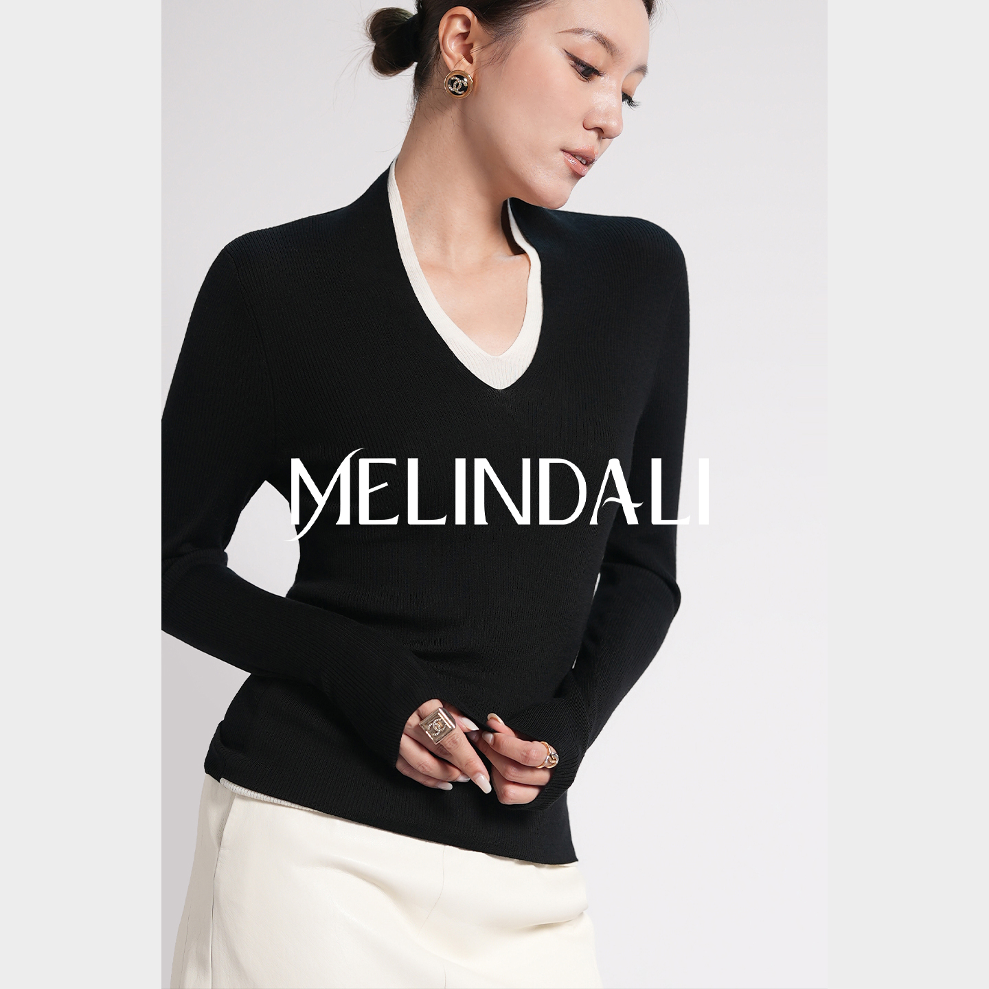 Melinda Li【优雅系】优雅职场德国扬子纱可机洗美丽诺羊毛针织衫