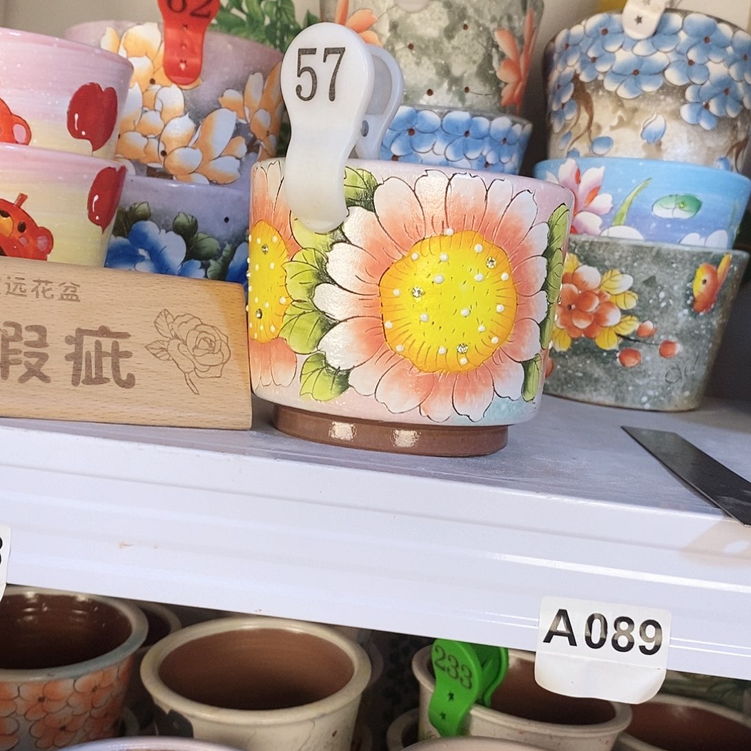 紫砂花盆红陶手绘花盆