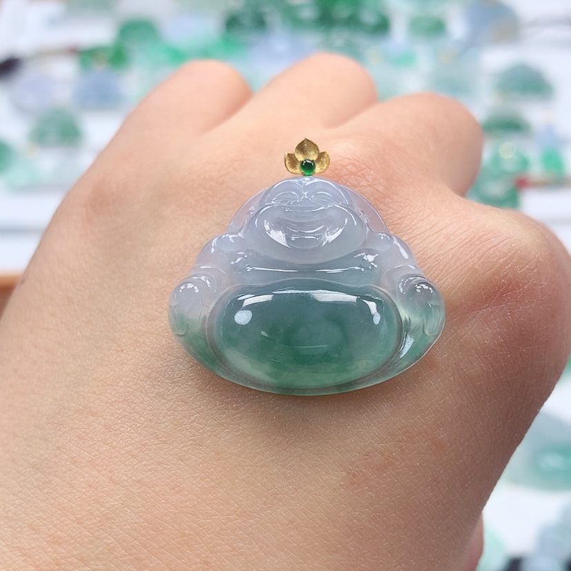 【闪购商品】翡翠吊坠(赠链)18K金镶嵌