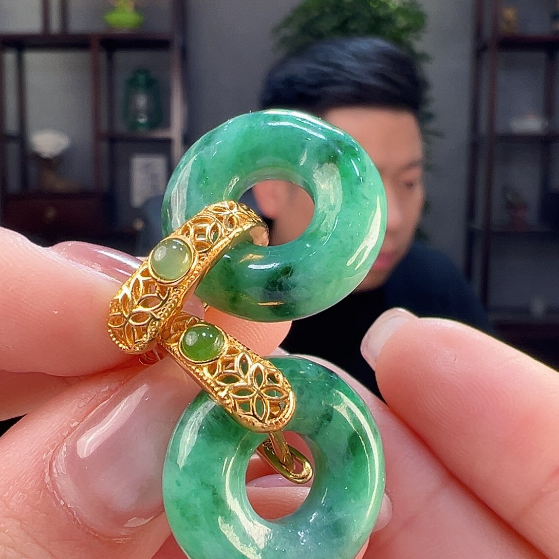 翡翠耳饰银S925镶嵌耳环29