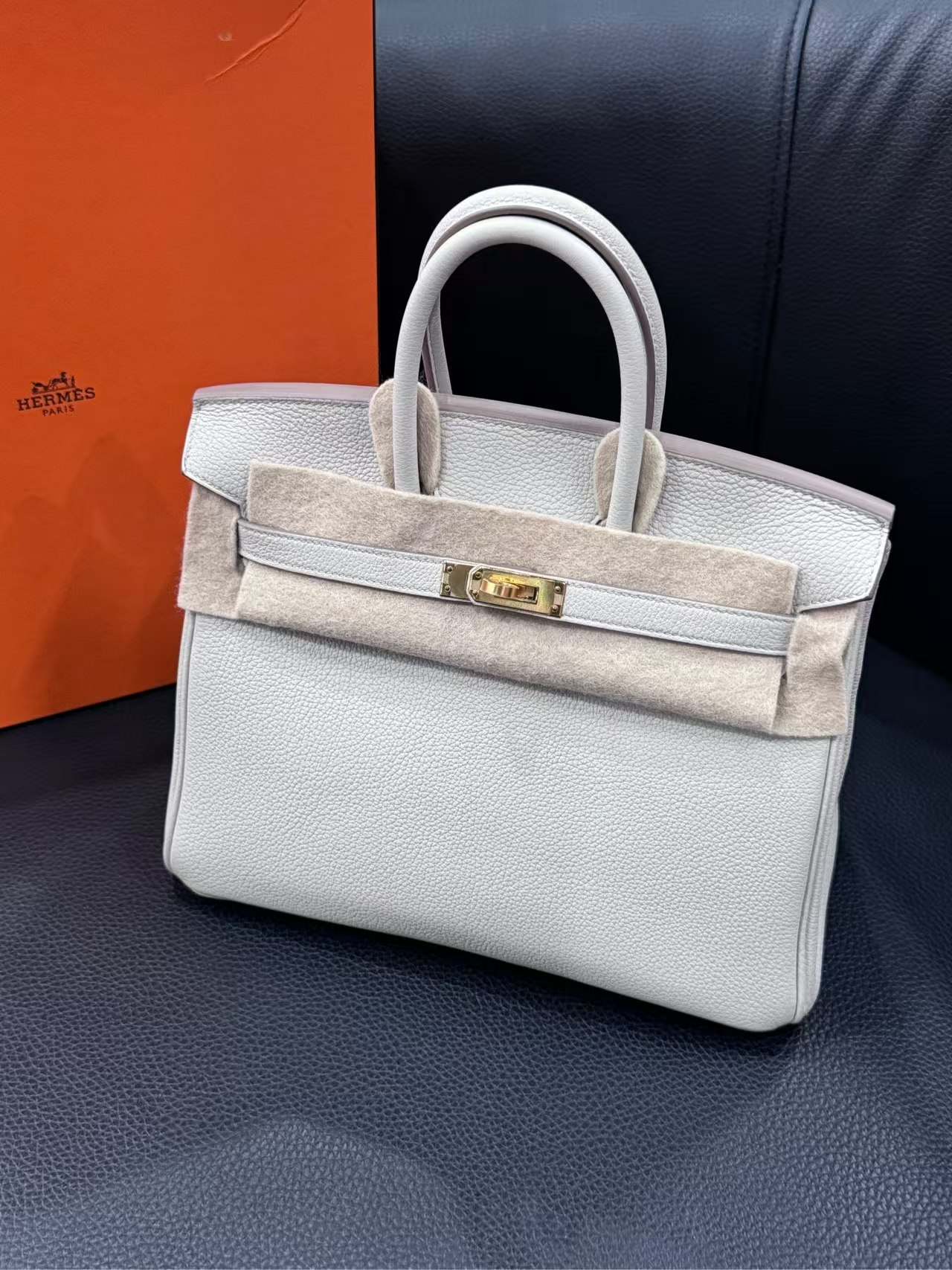 99新 Hermes/爱马仕  birkin25 冰川白 金扣 B刻