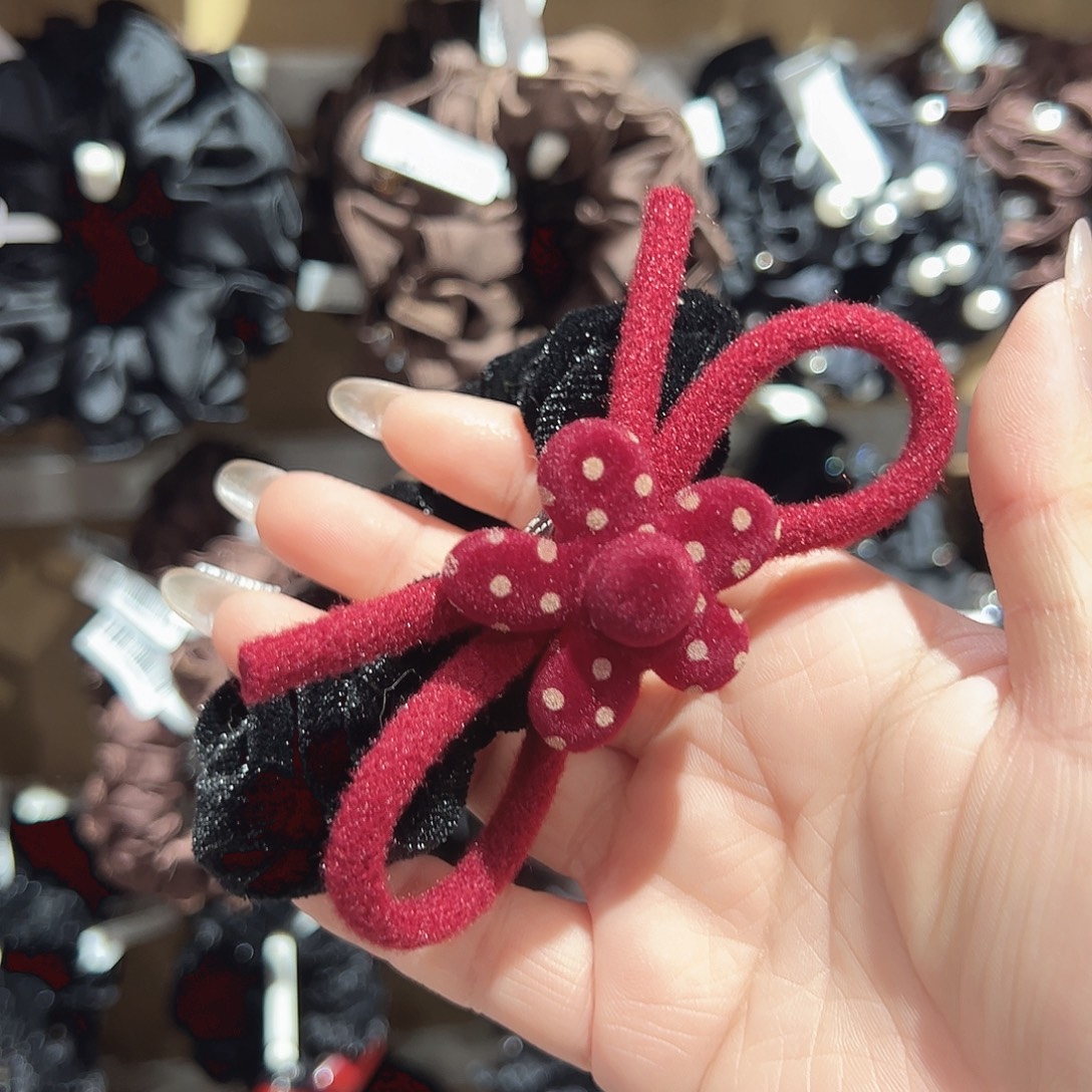 非金属红色波点小花丝绒